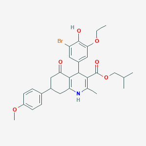 2-Methylpropyl 4-(3-bromo-5-ethoxy-4-hydroxyphenyl)-7-(4-methoxyphenyl)-2-methyl-5-oxo-1,4,5,6,7,8-hexahydroquinoline-3-carboxylate