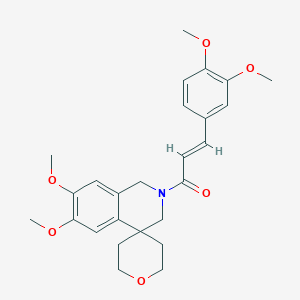 (E)-3-(3,4-dimethoxyphenyl)-1-(6,7-dimethoxyspiro[1,3-dihydroisoquinoline-4,4'-oxane]-2-yl)prop-2-en-1-one