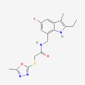 molecular formula C17H19FN4O2S B5077664 N-[(2-ethyl-5-fluoro-3-methyl-1H-indol-7-yl)methyl]-2-[(5-methyl-1,3,4-oxadiazol-2-yl)thio]acetamide 