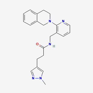 molecular formula C22H25N5O B5077730 N-{[2-(3,4-dihydro-2(1H)-isoquinolinyl)-3-pyridinyl]methyl}-3-(1-methyl-1H-pyrazol-4-yl)propanamide 