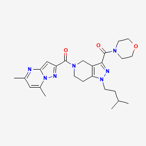 molecular formula C25H33N7O3 B5077763 5-[(5,7-dimethylpyrazolo[1,5-a]pyrimidin-2-yl)carbonyl]-1-(3-methylbutyl)-3-(4-morpholinylcarbonyl)-4,5,6,7-tetrahydro-1H-pyrazolo[4,3-c]pyridine 