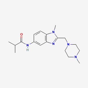 molecular formula C18H27N5O B5077814 2-methyl-N-{1-methyl-2-[(4-methyl-1-piperazinyl)methyl]-1H-benzimidazol-5-yl}propanamide 