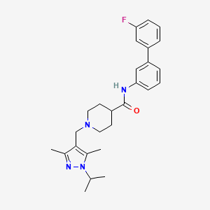 molecular formula C27H33FN4O B5077874 N-(3'-fluoro-3-biphenylyl)-1-[(1-isopropyl-3,5-dimethyl-1H-pyrazol-4-yl)methyl]-4-piperidinecarboxamide 