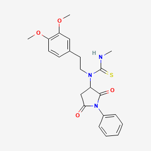 molecular formula C22H25N3O4S B5077905 N-[2-(3,4-dimethoxyphenyl)ethyl]-N-(2,5-dioxo-1-phenyl-3-pyrrolidinyl)-N'-methylthiourea 