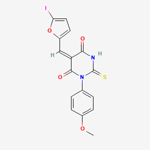 molecular formula C16H11IN2O4S B5077959 5-[(5-iodo-2-furyl)methylene]-1-(4-methoxyphenyl)-2-thioxodihydro-4,6(1H,5H)-pyrimidinedione CAS No. 340304-16-7