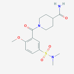 molecular formula C16H23N3O5S B5078006 1-{5-[(dimethylamino)sulfonyl]-2-methoxybenzoyl}-4-piperidinecarboxamide 