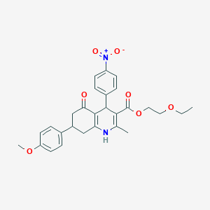 molecular formula C28H30N2O7 B5078035 2-ethoxyethyl 7-(4-methoxyphenyl)-2-methyl-4-(4-nitrophenyl)-5-oxo-1,4,5,6,7,8-hexahydro-3-quinolinecarboxylate 