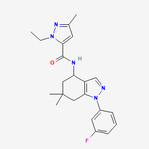 molecular formula C22H26FN5O B5078194 1-ethyl-N-[1-(3-fluorophenyl)-6,6-dimethyl-4,5,6,7-tetrahydro-1H-indazol-4-yl]-3-methyl-1H-pyrazole-5-carboxamide 