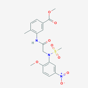 molecular formula C19H21N3O8S B5078305 methyl 3-{[N-(2-methoxy-5-nitrophenyl)-N-(methylsulfonyl)glycyl]amino}-4-methylbenzoate 