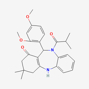 molecular formula C27H32N2O4 B5078376 11-(2,4-dimethoxyphenyl)-10-isobutyryl-3,3-dimethyl-2,3,4,5,10,11-hexahydro-1H-dibenzo[b,e][1,4]diazepin-1-one 