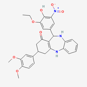 3-(3,4-dimethoxyphenyl)-11-(3-ethoxy-4-hydroxy-5-nitrophenyl)-2,3,4,5,10,11-hexahydro-1H-dibenzo[b,e][1,4]diazepin-1-one