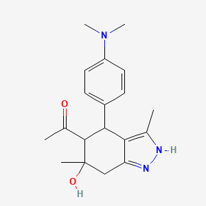 1-{4-[4-(dimethylamino)phenyl]-6-hydroxy-3,6-dimethyl-4,5,6,7-tetrahydro-2H-indazol-5-yl}ethanone