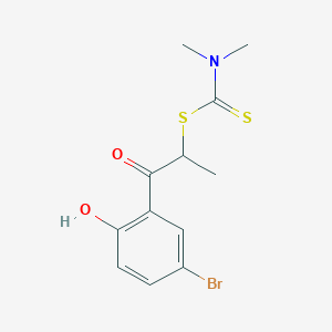 molecular formula C12H14BrNO2S2 B5078571 2-(5-bromo-2-hydroxyphenyl)-1-methyl-2-oxoethyl dimethyldithiocarbamate 