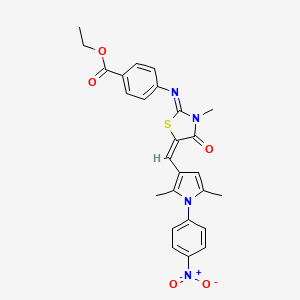 ethyl 4-[(5-{[2,5-dimethyl-1-(4-nitrophenyl)-1H-pyrrol-3-yl]methylene}-3-methyl-4-oxo-1,3-thiazolidin-2-ylidene)amino]benzoate