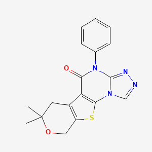 molecular formula C18H16N4O2S B5078713 7,7-dimethyl-4-phenyl-6,9-dihydro-7H-pyrano[4',3':4,5]thieno[3,2-e][1,2,4]triazolo[4,3-a]pyrimidin-5(4H)-one 