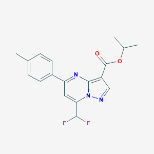 molecular formula C18H17F2N3O2 B507895 Isopropyl 7-(difluoromethyl)-5-(4-methylphenyl)pyrazolo[1,5-a]pyrimidine-3-carboxylate CAS No. 445230-67-1