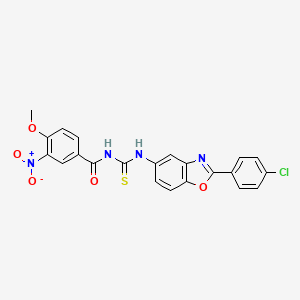 molecular formula C22H15ClN4O5S B5078953 N-({[2-(4-chlorophenyl)-1,3-benzoxazol-5-yl]amino}carbonothioyl)-4-methoxy-3-nitrobenzamide 