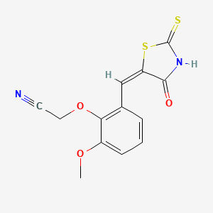 {2-methoxy-6-[(4-oxo-2-thioxo-1,3-thiazolidin-5-ylidene)methyl]phenoxy}acetonitrile