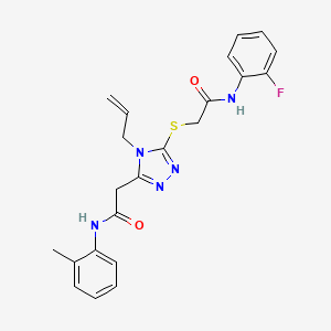 molecular formula C22H22FN5O2S B5079112 2-[5-({2-[(2-fluorophenyl)amino]-2-oxoethyl}sulfanyl)-4-(prop-2-en-1-yl)-4H-1,2,4-triazol-3-yl]-N-(2-methylphenyl)acetamide 