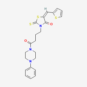 molecular formula C22H23N3O2S3 B5079318 3-[4-oxo-4-(4-phenyl-1-piperazinyl)butyl]-5-(2-thienylmethylene)-2-thioxo-1,3-thiazolidin-4-one 