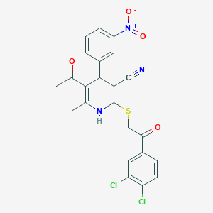 molecular formula C23H17Cl2N3O4S B5079393 5-acetyl-2-{[2-(3,4-dichlorophenyl)-2-oxoethyl]thio}-6-methyl-4-(3-nitrophenyl)-1,4-dihydro-3-pyridinecarbonitrile 