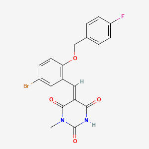 molecular formula C19H14BrFN2O4 B5079407 5-{5-bromo-2-[(4-fluorobenzyl)oxy]benzylidene}-1-methyl-2,4,6(1H,3H,5H)-pyrimidinetrione 