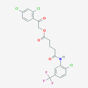 molecular formula C20H15Cl3F3NO4 B5079562 2-(2,4-dichlorophenyl)-2-oxoethyl 5-{[2-chloro-5-(trifluoromethyl)phenyl]amino}-5-oxopentanoate 