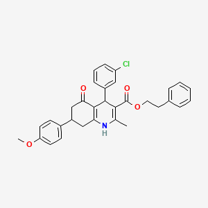 2-phenylethyl 4-(3-chlorophenyl)-7-(4-methoxyphenyl)-2-methyl-5-oxo-1,4,5,6,7,8-hexahydro-3-quinolinecarboxylate