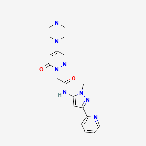 molecular formula C20H24N8O2 B5079811 2-[4-(4-methyl-1-piperazinyl)-6-oxo-1(6H)-pyridazinyl]-N-[1-methyl-3-(2-pyridinyl)-1H-pyrazol-5-yl]acetamide 