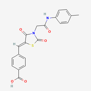 molecular formula C20H16N2O5S B5079826 4-[(3-{2-[(4-methylphenyl)amino]-2-oxoethyl}-2,4-dioxo-1,3-thiazolidin-5-ylidene)methyl]benzoic acid 