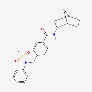 molecular formula C22H26N2O3S B5079837 N-bicyclo[2.2.1]hept-2-yl-4-{[(methylsulfonyl)(phenyl)amino]methyl}benzamide 