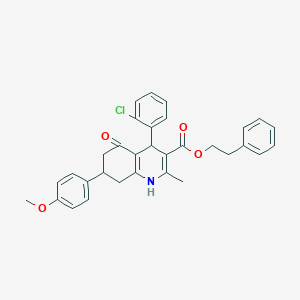 2-phenylethyl 4-(2-chlorophenyl)-7-(4-methoxyphenyl)-2-methyl-5-oxo-1,4,5,6,7,8-hexahydro-3-quinolinecarboxylate