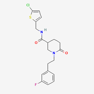 molecular formula C19H20ClFN2O2S B5079916 N-[(5-chloro-2-thienyl)methyl]-1-[2-(3-fluorophenyl)ethyl]-6-oxo-3-piperidinecarboxamide 