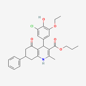 propyl 4-(3-chloro-5-ethoxy-4-hydroxyphenyl)-2-methyl-5-oxo-7-phenyl-1,4,5,6,7,8-hexahydro-3-quinolinecarboxylate