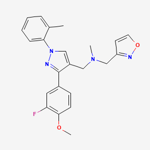 1-[3-(3-fluoro-4-methoxyphenyl)-1-(2-methylphenyl)-1H-pyrazol-4-yl]-N-(3-isoxazolylmethyl)-N-methylmethanamine