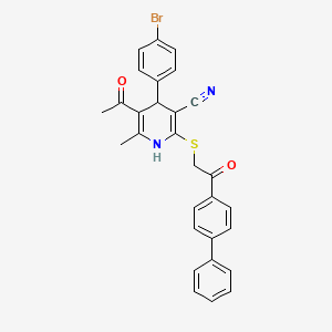 molecular formula C29H23BrN2O2S B5080144 5-acetyl-2-{[2-(4-biphenylyl)-2-oxoethyl]thio}-4-(4-bromophenyl)-6-methyl-1,4-dihydro-3-pyridinecarbonitrile 