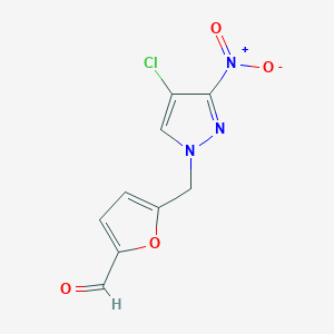 molecular formula C9H6ClN3O4 B508027 5-[(4-氯-3-硝基-1H-吡唑-1-基)甲基]-2-糠醛 CAS No. 512809-42-6