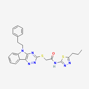 2-{[5-(2-phenylethyl)-5H-[1,2,4]triazino[5,6-b]indol-3-yl]thio}-N-(5-propyl-1,3,4-thiadiazol-2-yl)acetamide