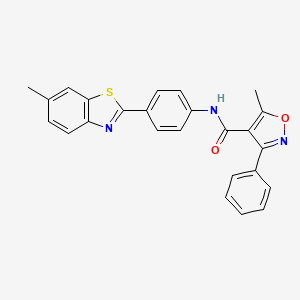 5-methyl-N-[4-(6-methyl-1,3-benzothiazol-2-yl)phenyl]-3-phenyl-4-isoxazolecarboxamide