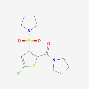 molecular formula C13H17ClN2O3S2 B5080442 1-{[5-chloro-2-(1-pyrrolidinylcarbonyl)-3-thienyl]sulfonyl}pyrrolidine 