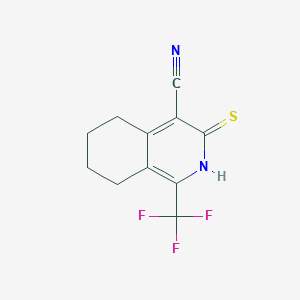 molecular formula C11H9F3N2S B508046 3-Thioxo-1-trifluoromethyl-2,3,5,6,7,8-hexahydro-isoquinoline-4-carbonitrile CAS No. 326616-08-4