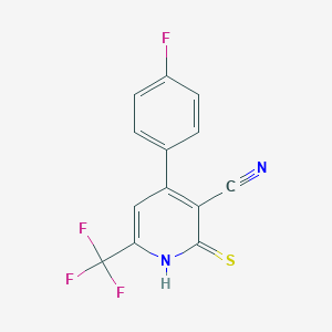 molecular formula C13H6F4N2S B508048 4-(4-氟苯基)-2-巯基-6-(三氟甲基)烟酰腈 CAS No. 438220-73-6