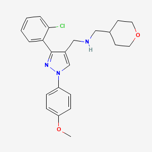 molecular formula C23H26ClN3O2 B5080496 1-[3-(2-chlorophenyl)-1-(4-methoxyphenyl)-1H-pyrazol-4-yl]-N-(tetrahydro-2H-pyran-4-ylmethyl)methanamine 