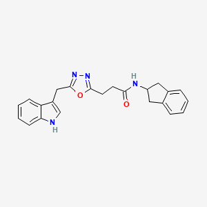 N-(2,3-dihydro-1H-inden-2-yl)-3-[5-(1H-indol-3-ylmethyl)-1,3,4-oxadiazol-2-yl]propanamide