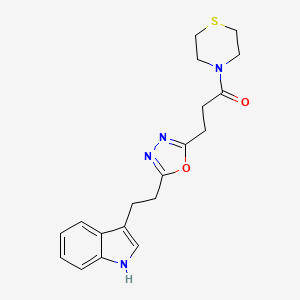 molecular formula C19H22N4O2S B5080651 3-(2-{5-[3-oxo-3-(4-thiomorpholinyl)propyl]-1,3,4-oxadiazol-2-yl}ethyl)-1H-indole 