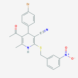 molecular formula C22H18BrN3O3S B5080656 5-acetyl-4-(4-bromophenyl)-6-methyl-2-[(3-nitrobenzyl)thio]-1,4-dihydro-3-pyridinecarbonitrile 