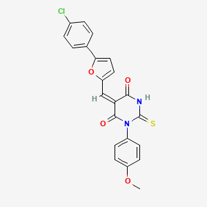 molecular formula C22H15ClN2O4S B5080677 5-{[5-(4-chlorophenyl)-2-furyl]methylene}-1-(4-methoxyphenyl)-2-thioxodihydro-4,6(1H,5H)-pyrimidinedione 