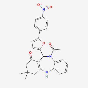 10-acetyl-3,3-dimethyl-11-[5-(4-nitrophenyl)-2-furyl]-2,3,4,5,10,11-hexahydro-1H-dibenzo[b,e][1,4]diazepin-1-one