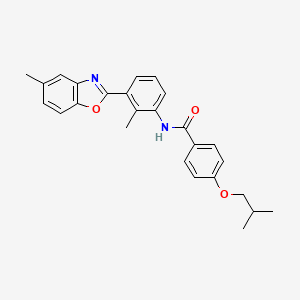 4-isobutoxy-N-[2-methyl-3-(5-methyl-1,3-benzoxazol-2-yl)phenyl]benzamide