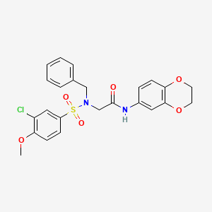 molecular formula C24H23ClN2O6S B5080878 N~2~-benzyl-N~2~-[(3-chloro-4-methoxyphenyl)sulfonyl]-N~1~-(2,3-dihydro-1,4-benzodioxin-6-yl)glycinamide 